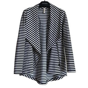 My Beloved women’s cardigan size medium‎ striped navy white zippered